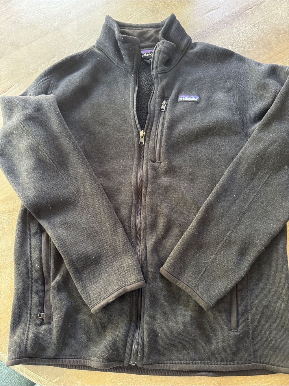 Patagonia Black Full-Zip Fleece Jacket with Chest Logo